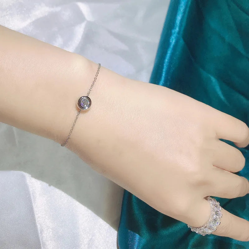 Pulsera moissanita de 0,5 ct en plata de ley 925