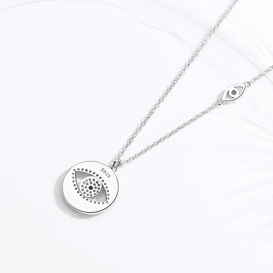 Collar de plata de ley 925 con colgante de cristal azul