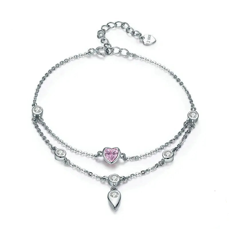 Pulsera en plata de ley 925 con motivo de corazón