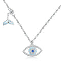 Collar de plata de ley 925 con colgante de cristal azul