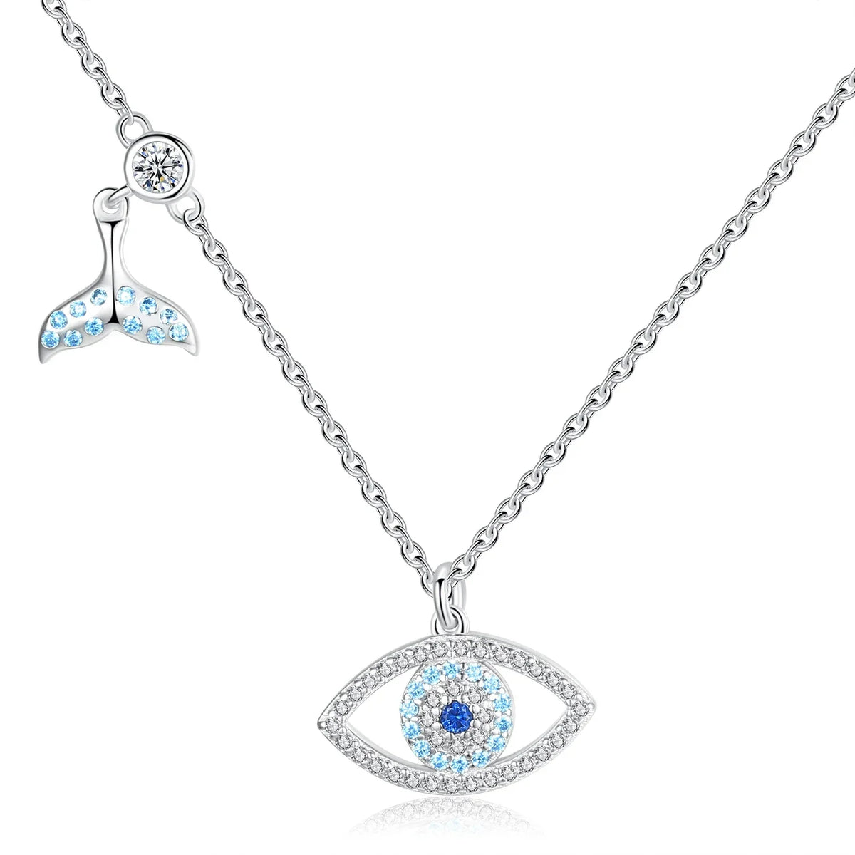 Collar de plata de ley 925 con colgante de cristal azul