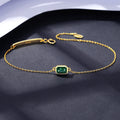 Pulsera ajustable de plata con para gema de esmeralda
