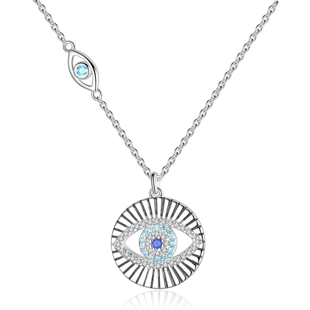 Collar de plata de ley 925 con colgante de cristal azul