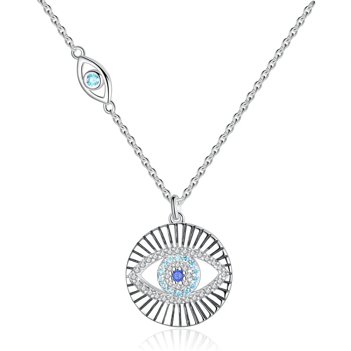 Collar de plata de ley 925 con colgante de cristal azul