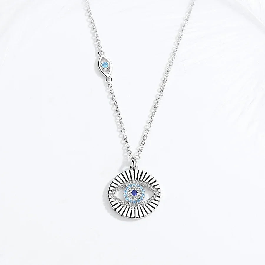 Collar de plata de ley 925 con colgante de cristal azul