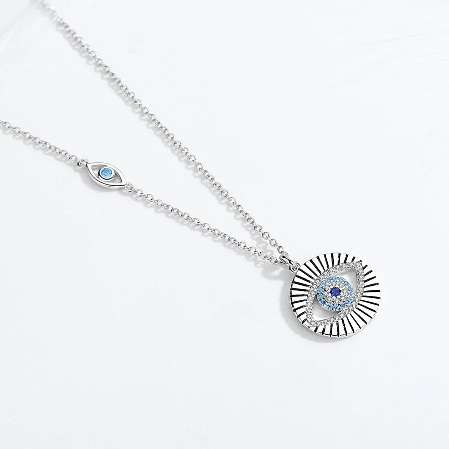 Collar de plata de ley 925 con colgante de cristal azul