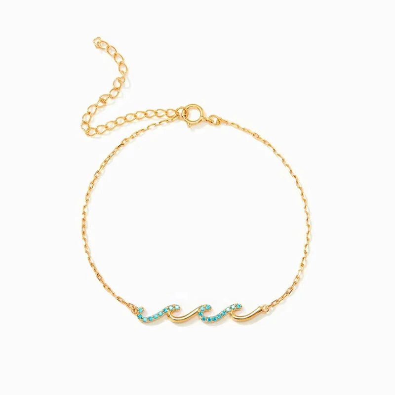 Pulsera de plata de ley 925 con forma de ola